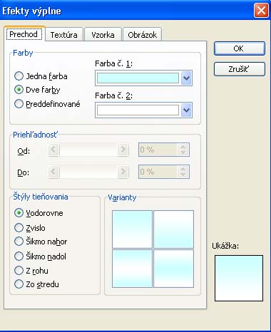  Dialgov okno Efekty vplne 